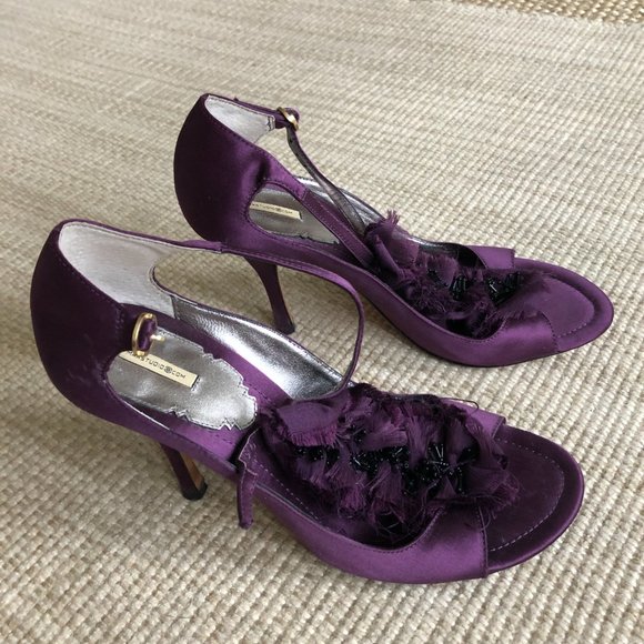 BEAUTIFUL PURPLE MAX STUDIO SATIN SIZE 7 HEELS - Picture 2 of 5